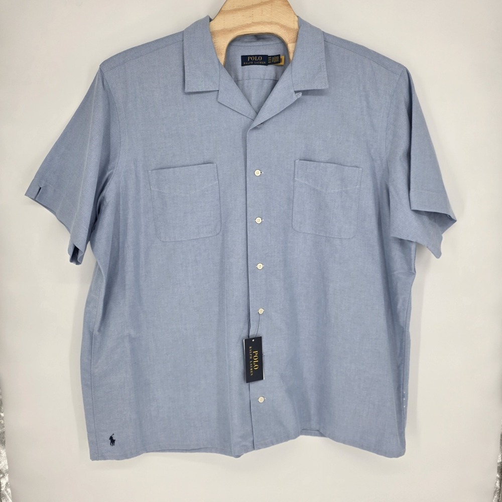 New Polo Ralph Lauren Men's 3XB Shirt Blue Button Up Pony Short Sleeve Preppy